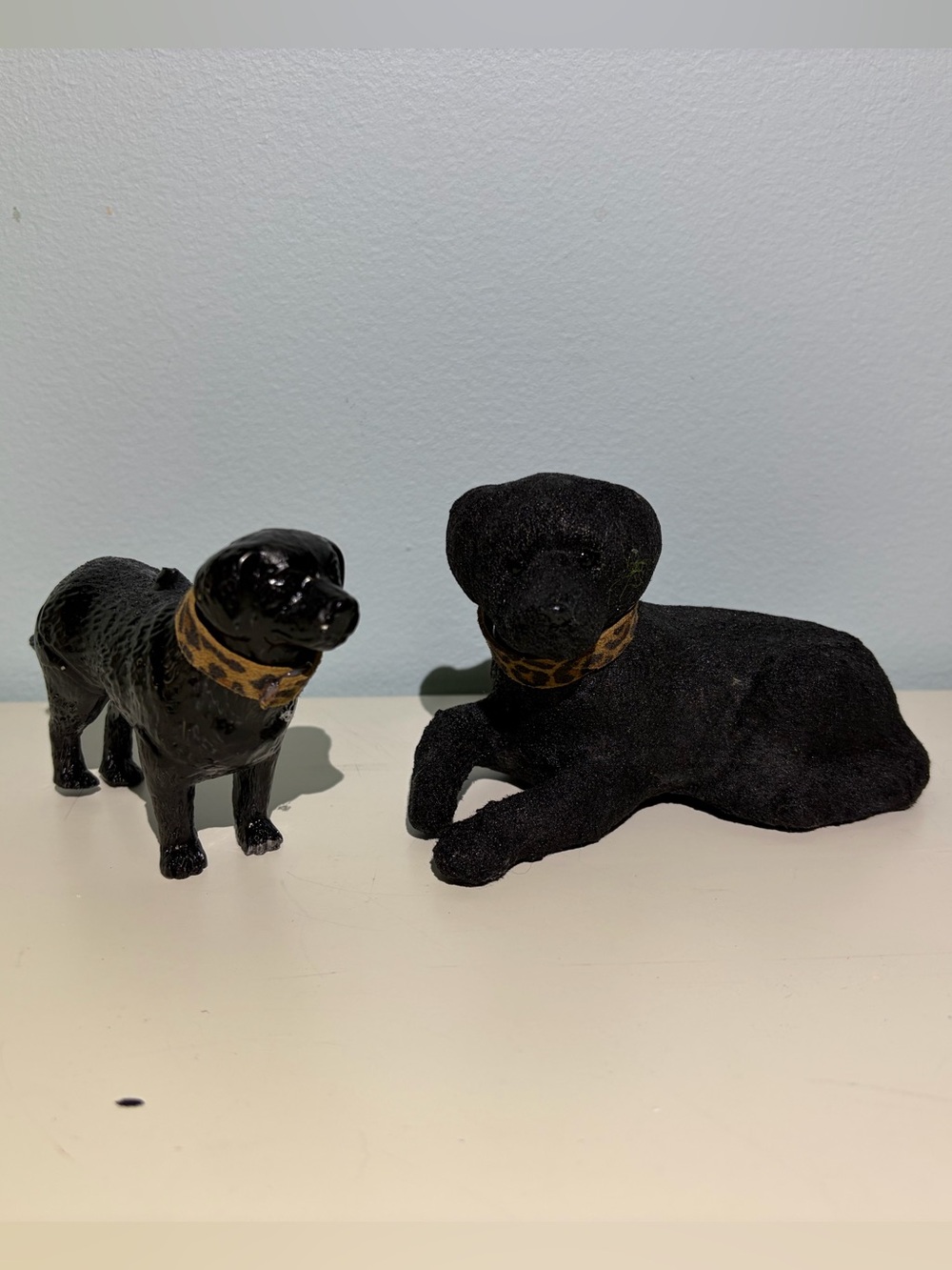 Set of Two Black Labrador Retriever Pet Dog Toy Figurines For 11” Dolls